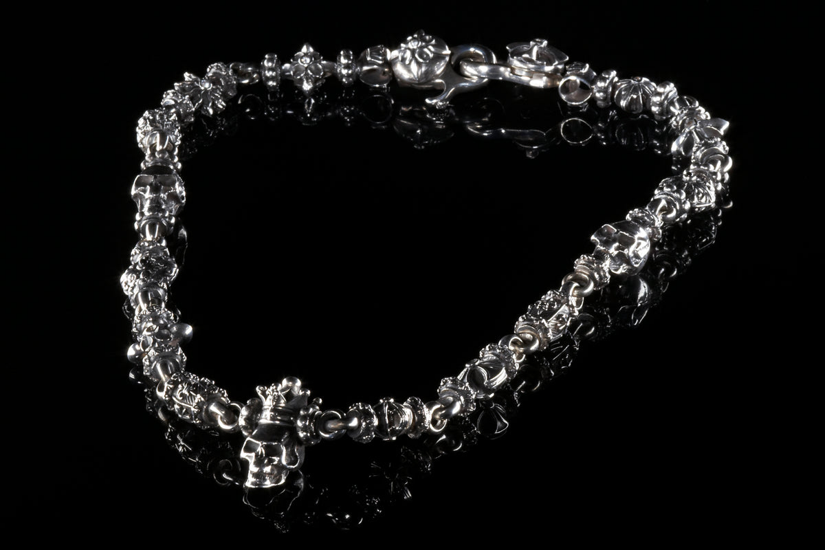Silver Fetish Chain with CROWNED SKULL