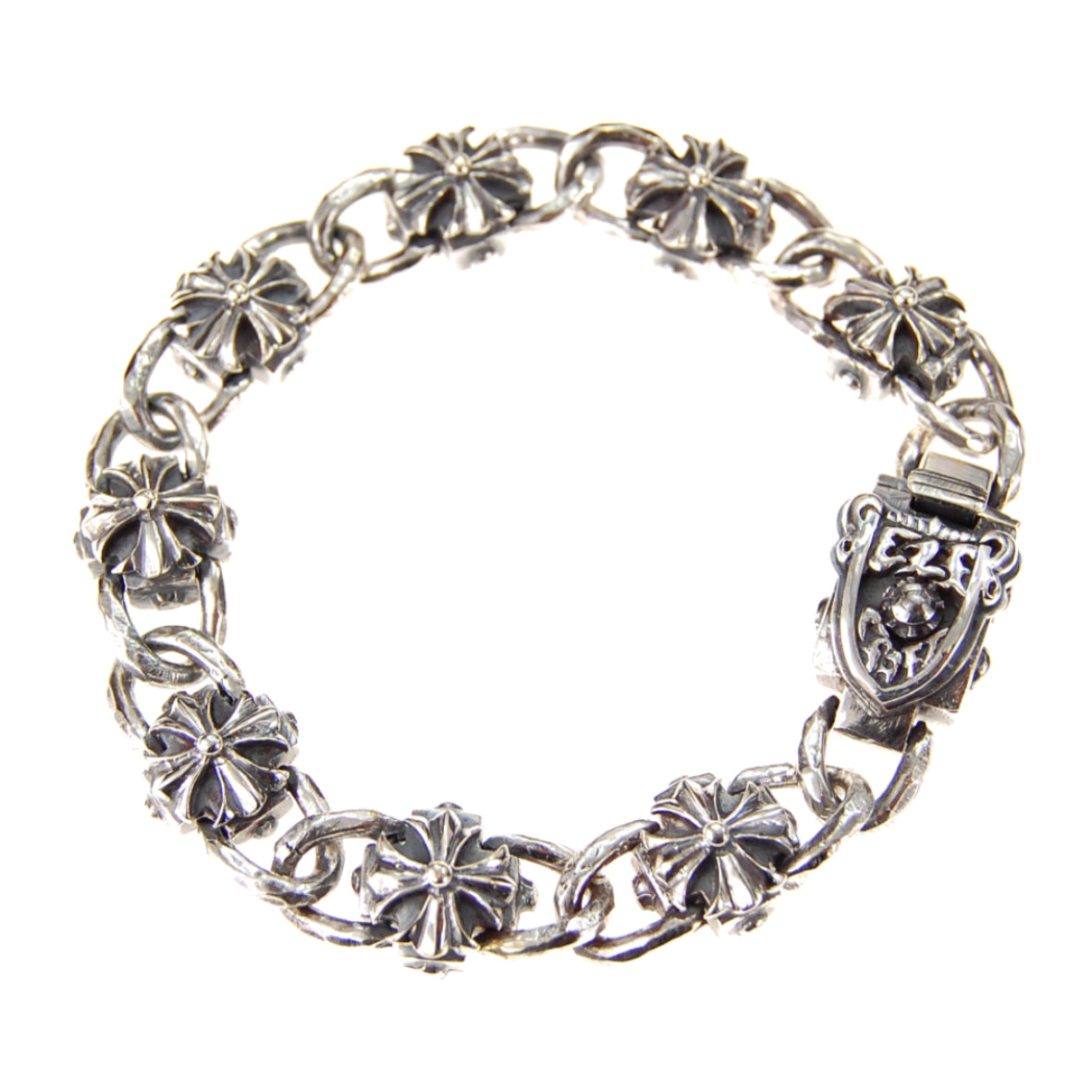 Silberarmband mit griechischen Malteserkreuzen und facettierter Kette mit Wappen-Boxlock 12