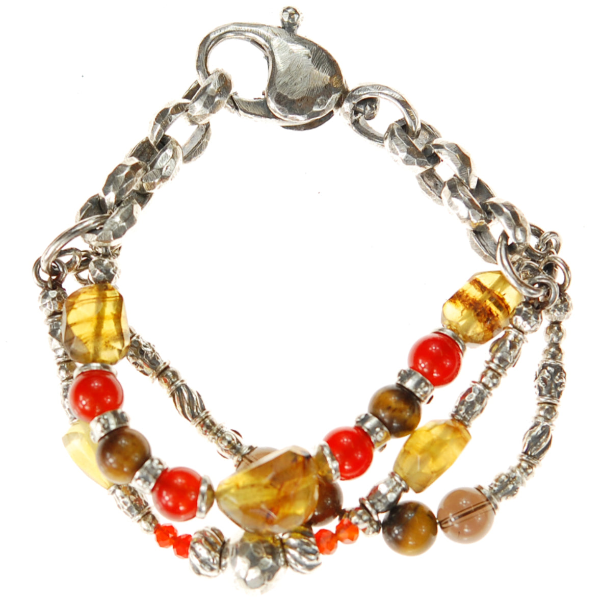 Silver Bracelet BEADS and ROCKS