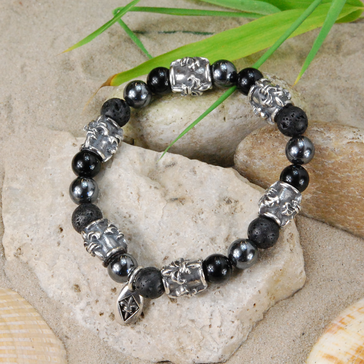 Silver Bracelet BEADS and LILY TUBES