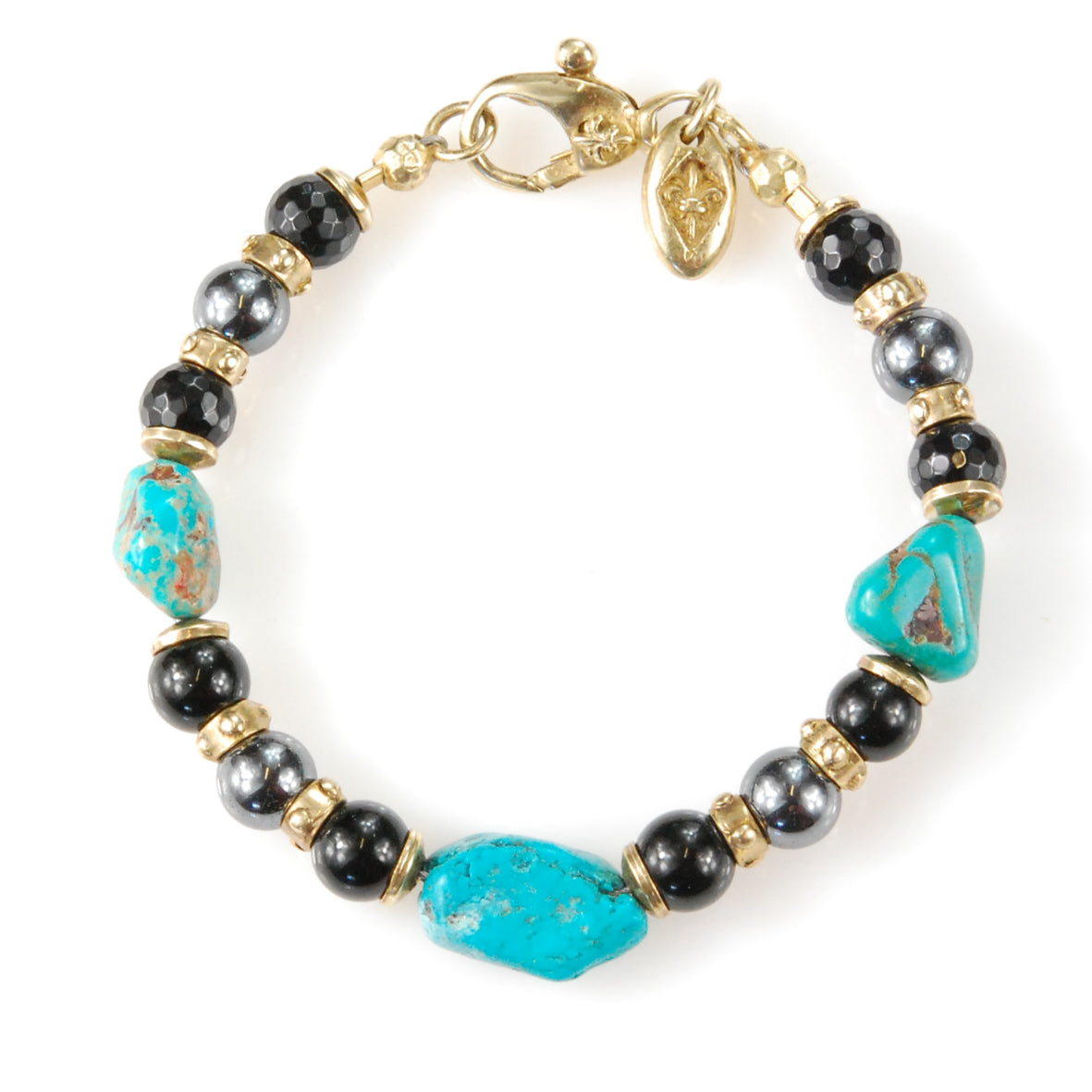 Silver and Beads Bracelet ROCKS and GOLD
