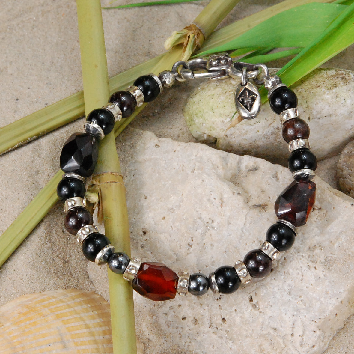 Silberarmband Steilperlen und STEIN Rocks mit Silberteilen