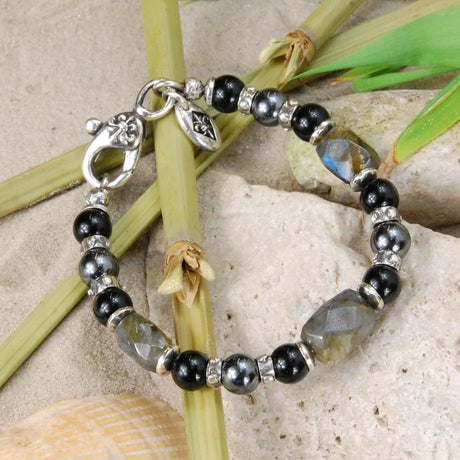 Silberarmband Steilperlen und STEIN Rocks mit Silberteilen