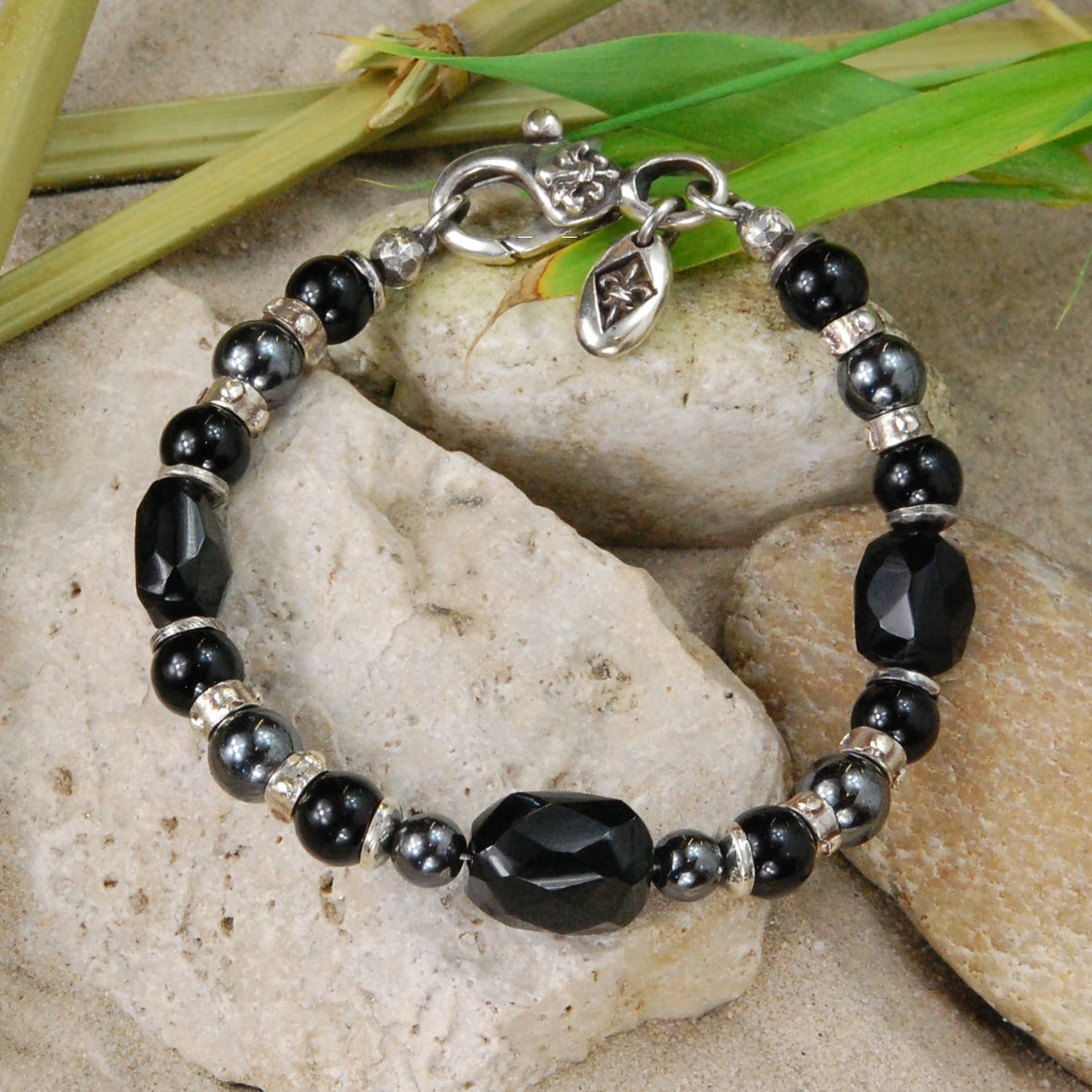 Silver Bracelet Beads and STONE ROCKS with Silver Parts