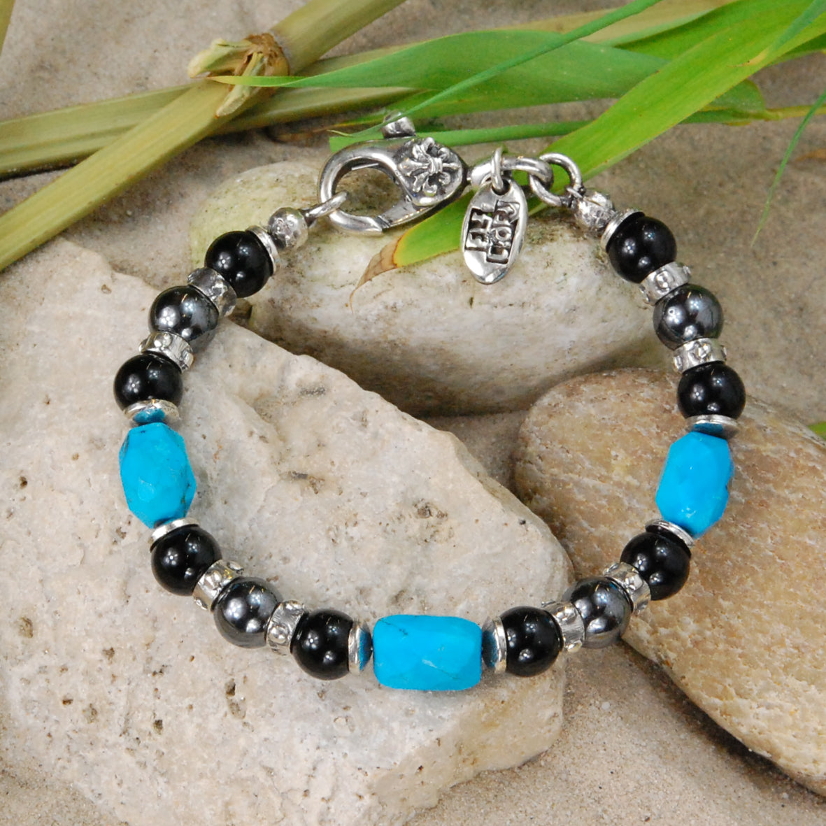 Silberarmband Steilperlen und STEIN Rocks mit Silberteilen