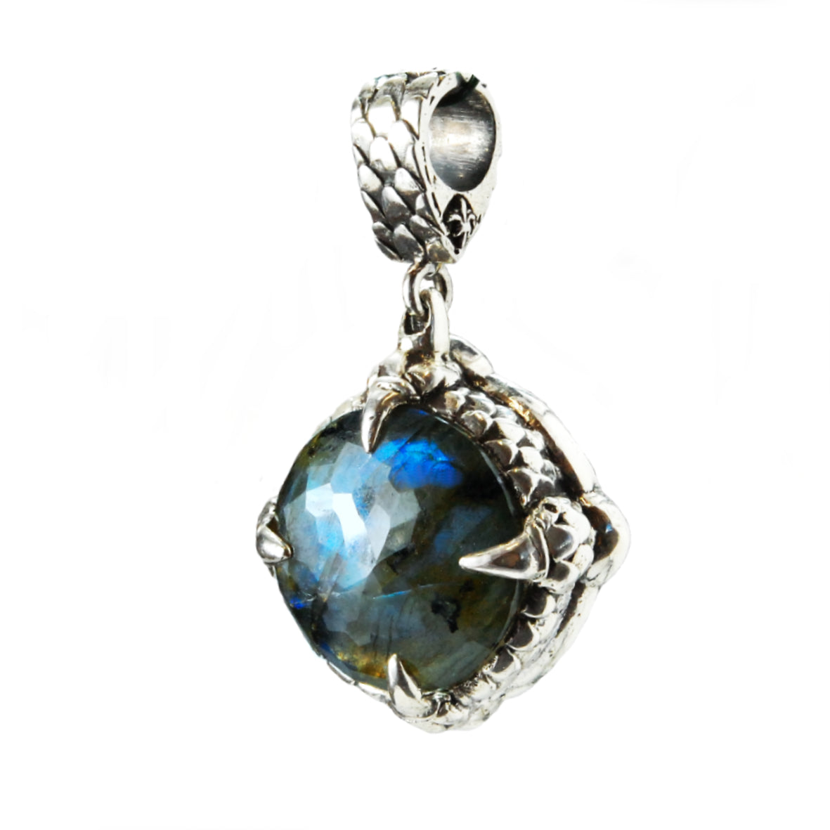 Silver Pendant Dragon Stone with DRAGON CLAW and Scales