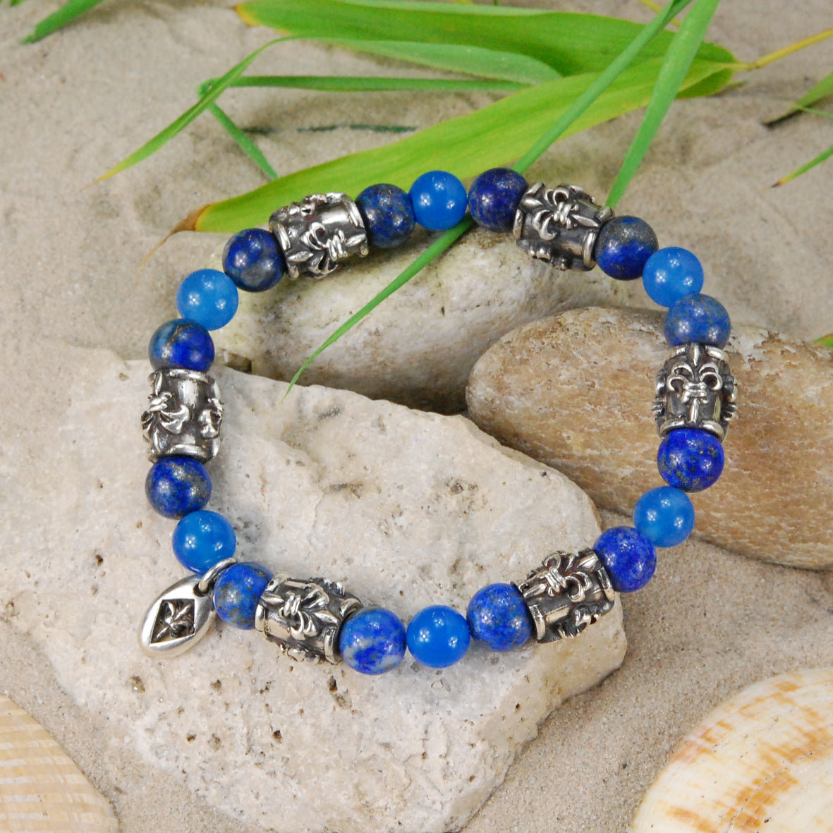 Silver Bracelet BEADS and LILY TUBES