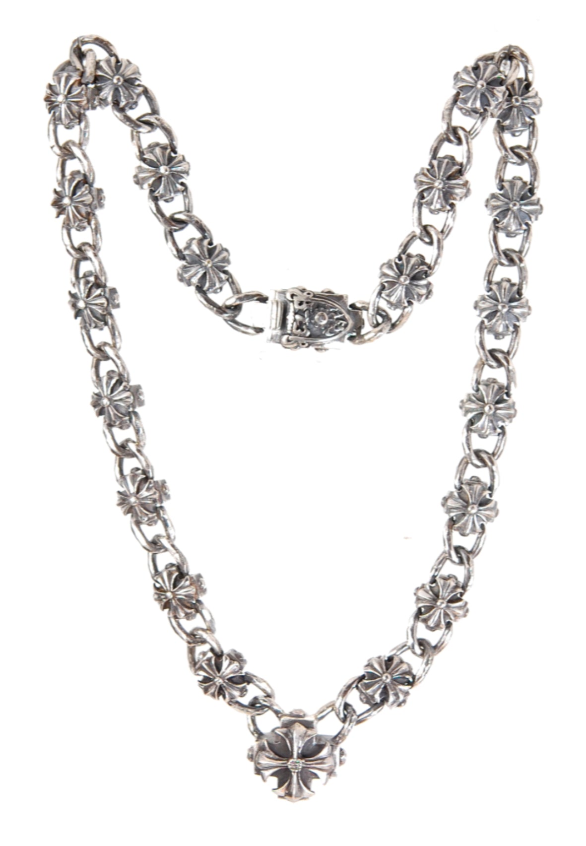 Silver Necklace Greek Malteser Crosses Chain with MALTESER CROSS Center 20
