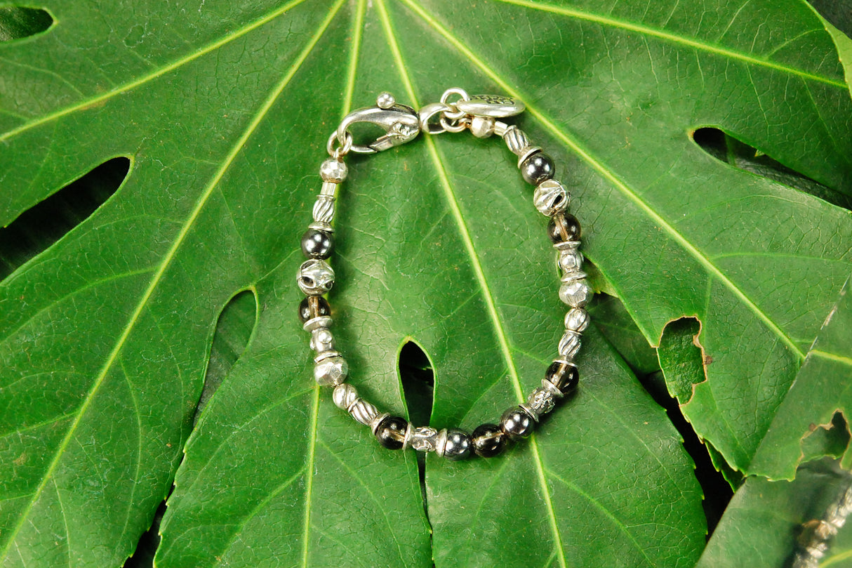 Silver Bracelet TUBES Elfin Lilies, Dragon Scales Spirals Stars with MALTESER CROSS and Beads