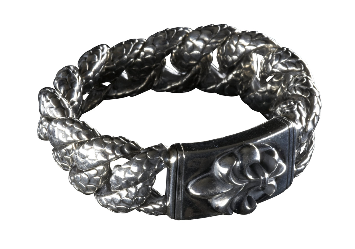 Silver Bracelet LILY with Dragon Scales Chain L