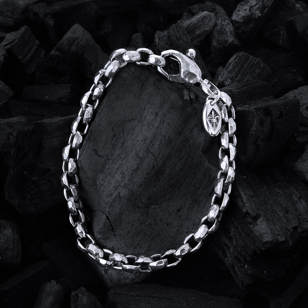 Silver Bracelet PEA CHAIN S with LILY Lock faceted