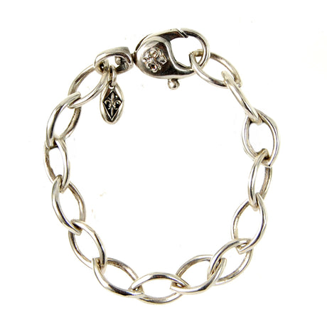 Silberne Bravelet-Navette-Kette mit Lilien-Karabiner