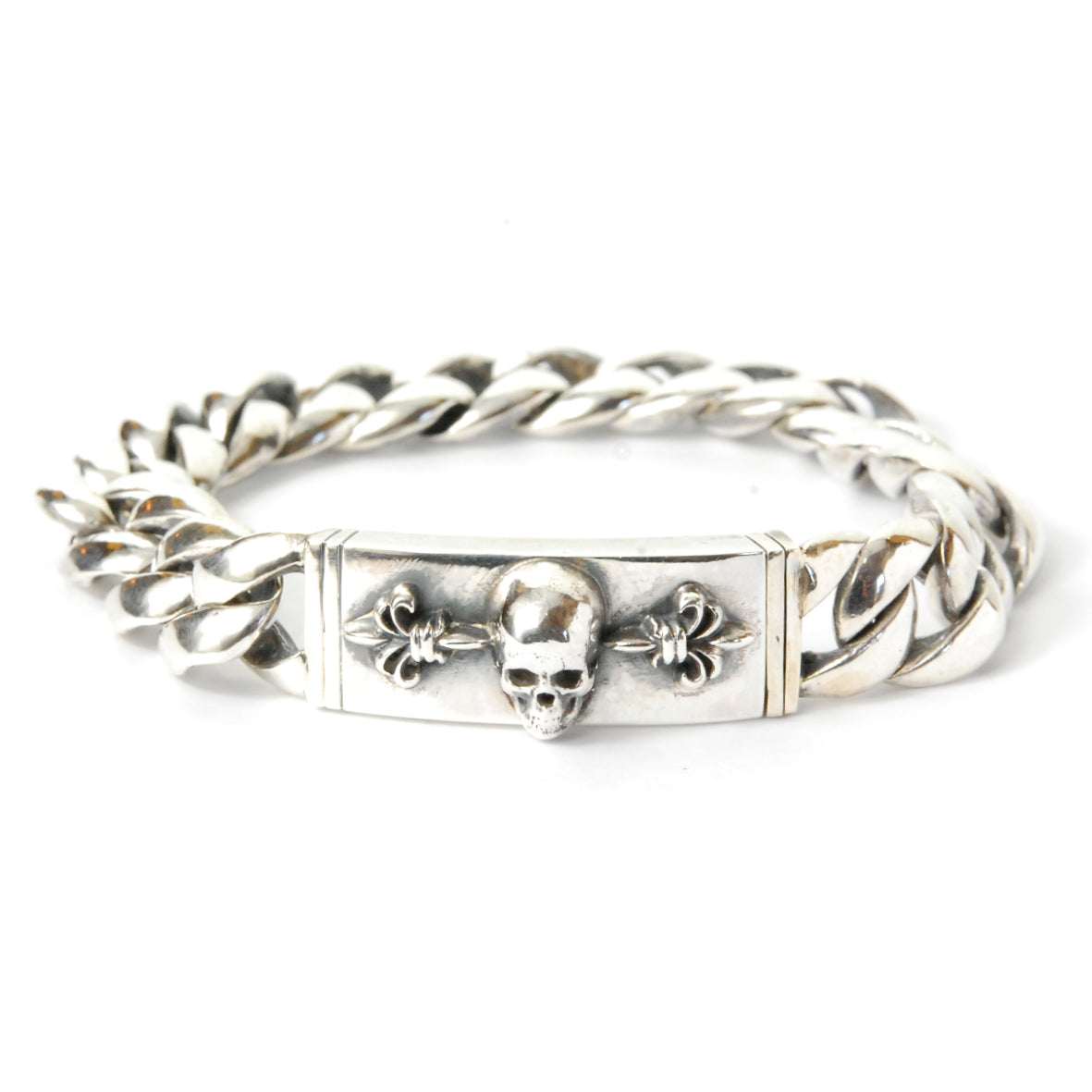 Silver Bracelet SKULL and Lilies chain S