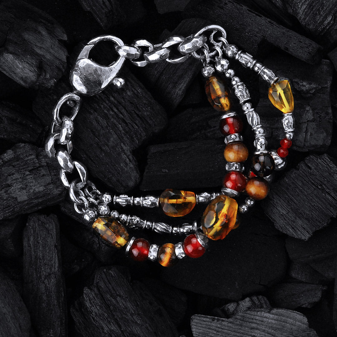 Silver Bracelet BEADS and ROCKS