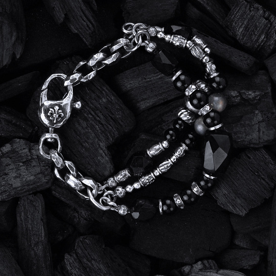 Silver Bracelet BEADS and ROCKS