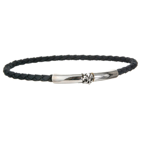 Silbernes Lederarmband PLAIN SLIM 4