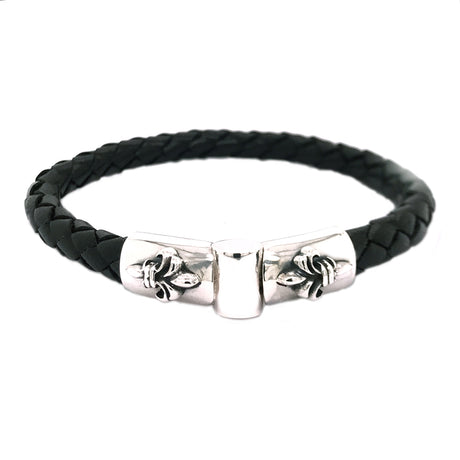 Silbernes Lederarmband Plain LILY Jointlock 7
