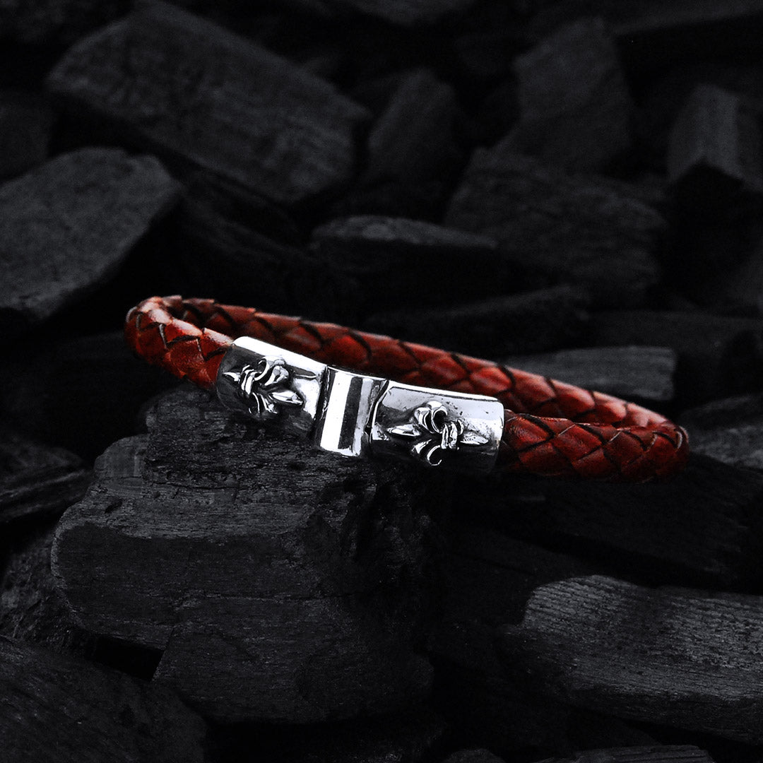 Silbernes Lederarmband Plain LILY Jointlock 7