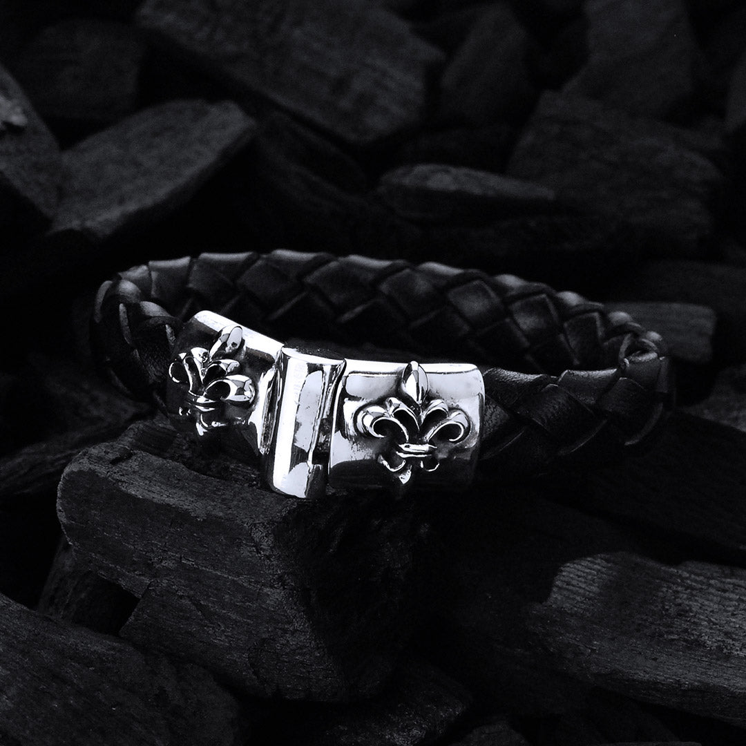 Silbernes Lederarmband Plain LILY Jointlock 13