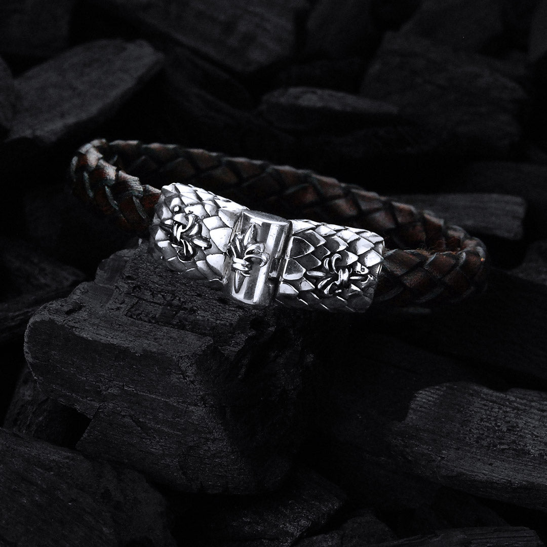 Silber-Lederarmband LILY und DRAGON SCALES Jointlock 10