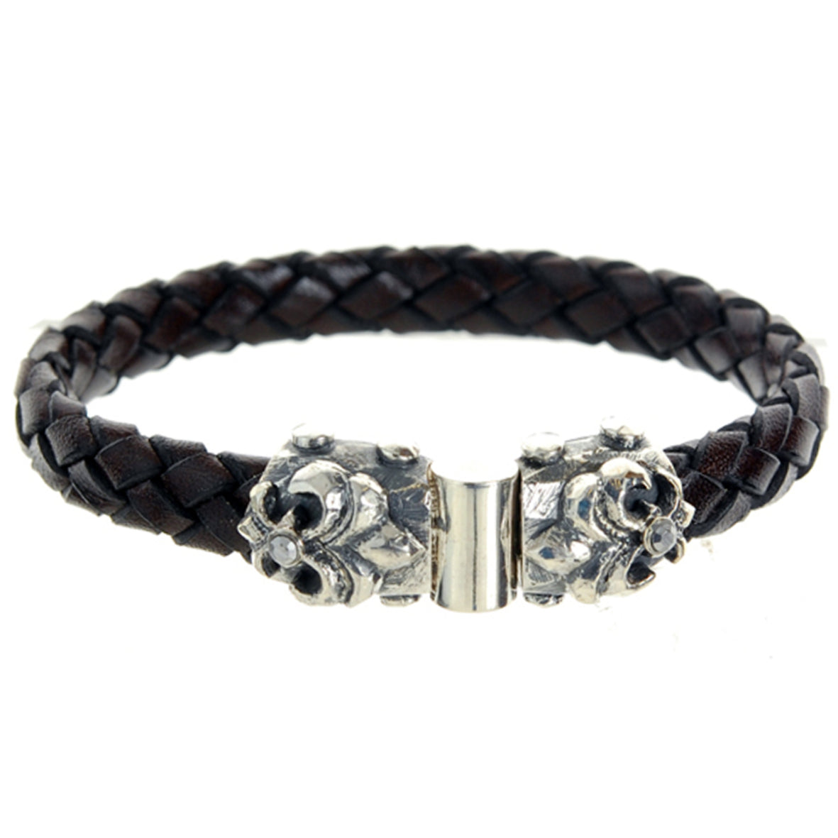 Silber-Lederarmband LILY und METEORIT Facettiertes Silber-Jointlock 10