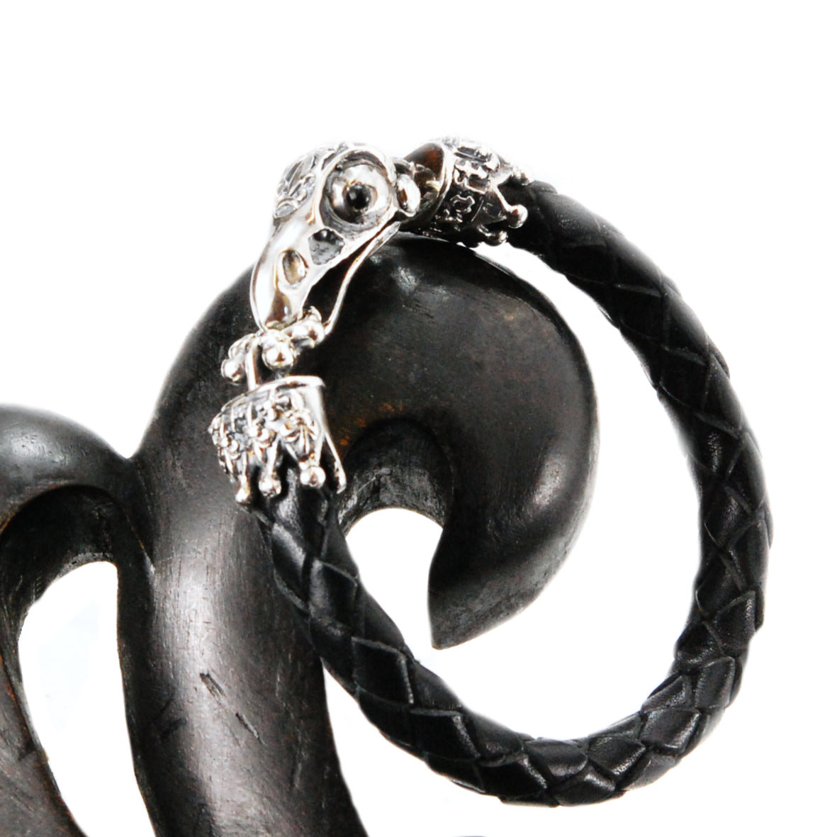 Silver-Leather Bracelet EAGLE SKULL Silver Clasplock S for 10mm leather