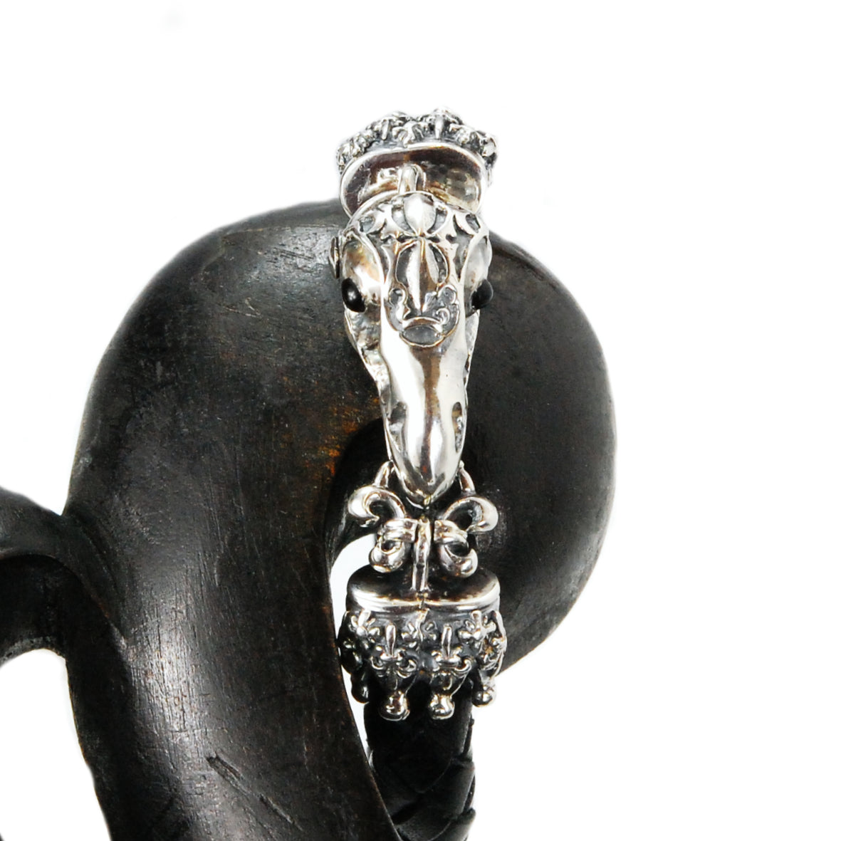 Silver-Leather Bracelet EAGLE SKULL Silver Clasplock S for 10mm leather