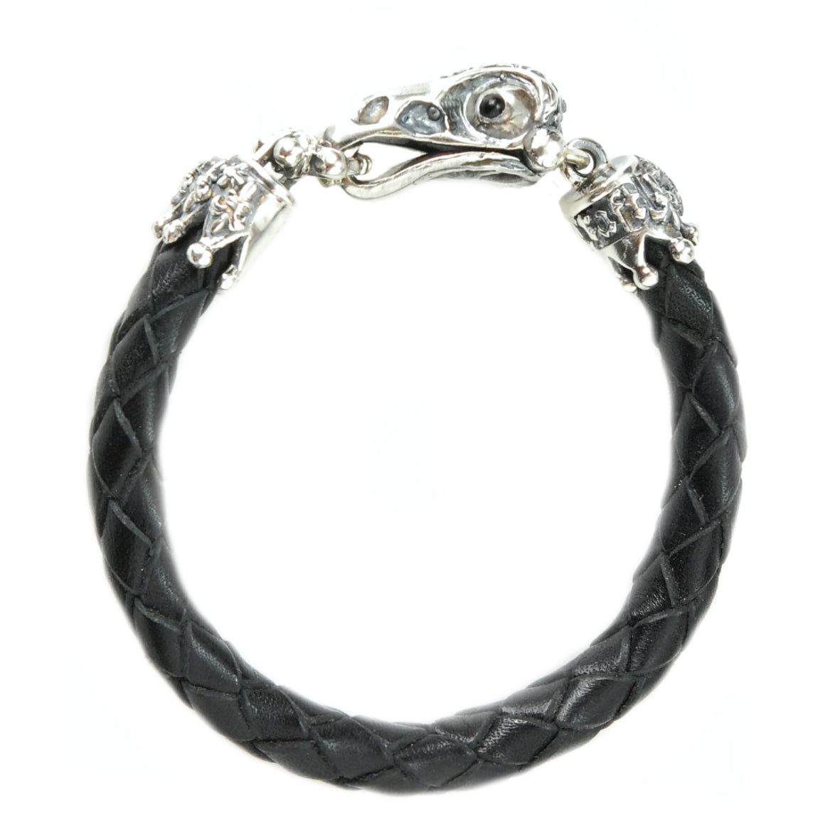 Silver-Leather Bracelet EAGLE SKULL Silver Clasplock S for 10mm leather