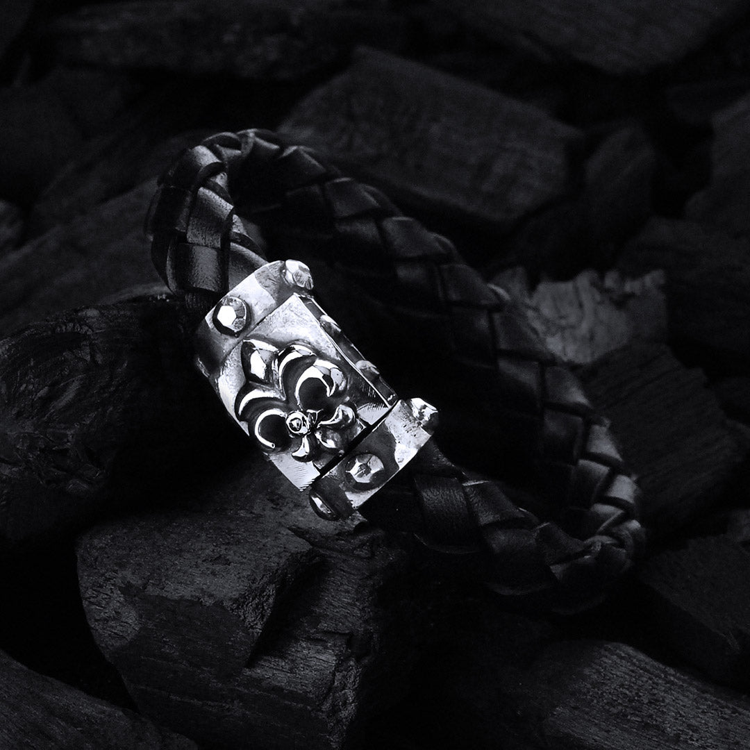 Silber-Lederarmband LILY und METEORIT Boxlock Facettiert für 13mm Leder