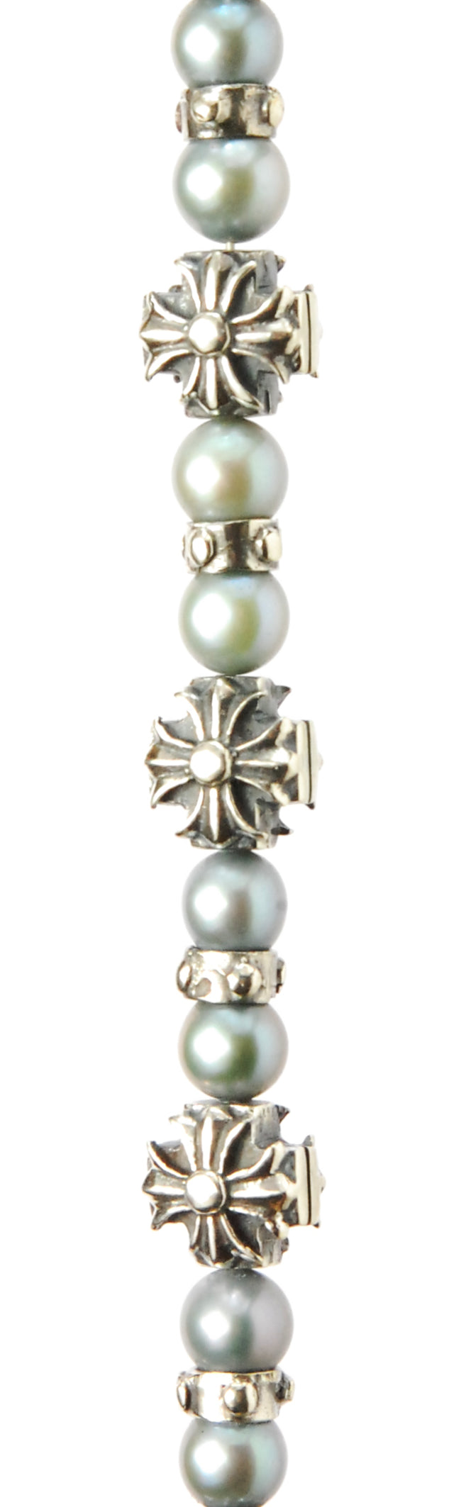 Silbernes Armband mit PERLEN und GRIECHISCHEN MALTESERKREUZEN und Schloss