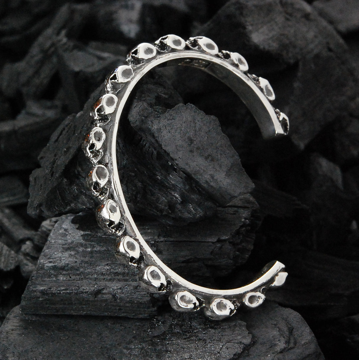 Silver Bangle SKULLS Row