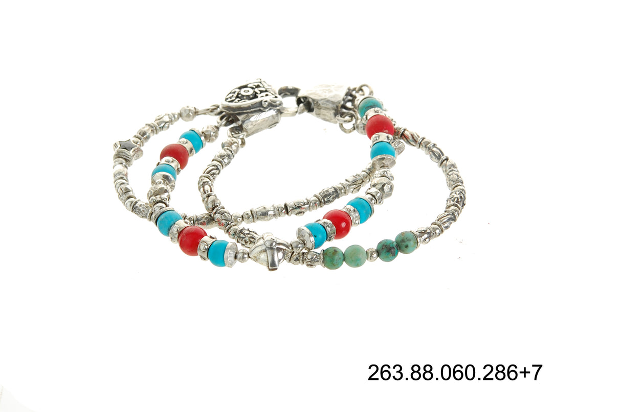 Silberarmband, Silberperlen und Röhrchen und STÄBE, KREUZE, Kugel