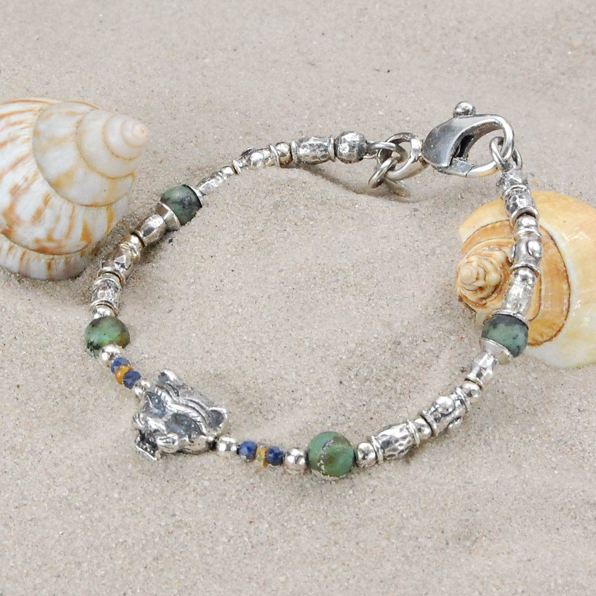 Silberarmband Elfenröhren mit LÖWENKOPF