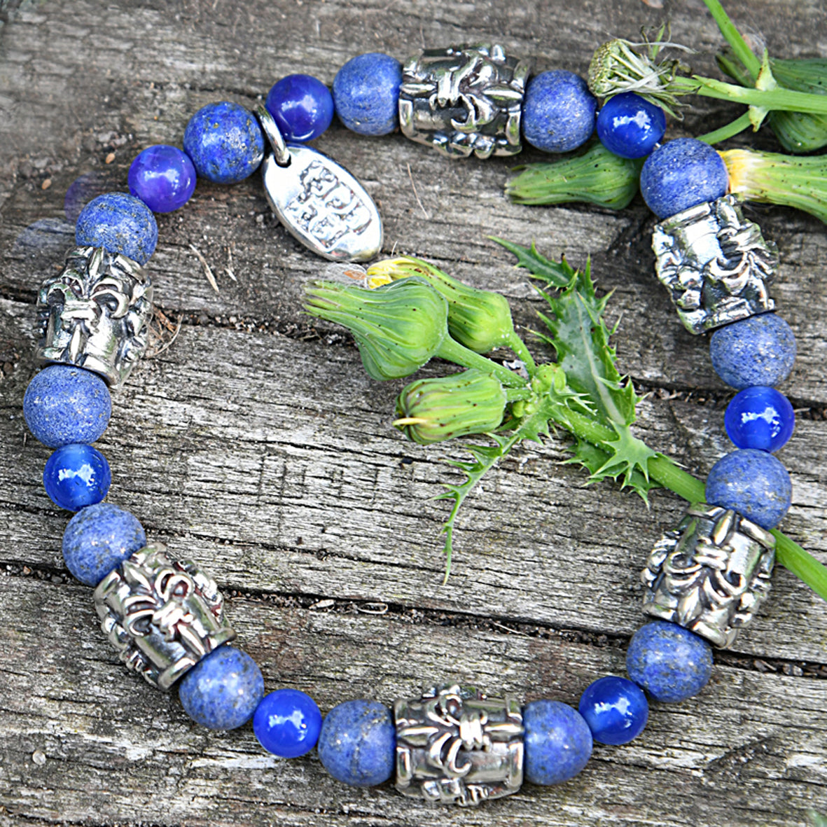 Silver Bracelet BEADS and LILY TUBES