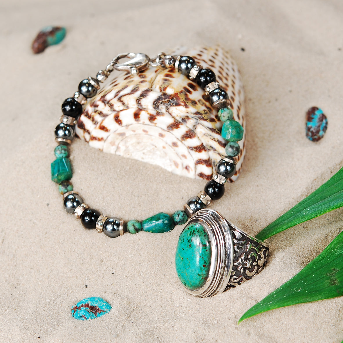 Silberarmband Steilperlen und STEIN Rocks mit Silberteilen