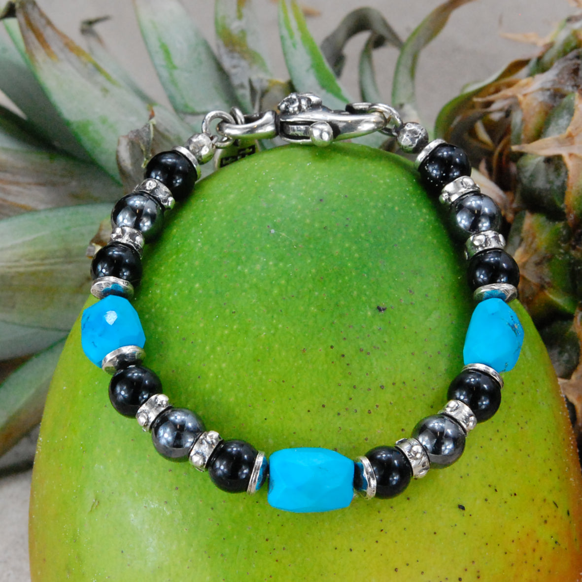 Silberarmband Steilperlen und STEIN Rocks mit Silberteilen