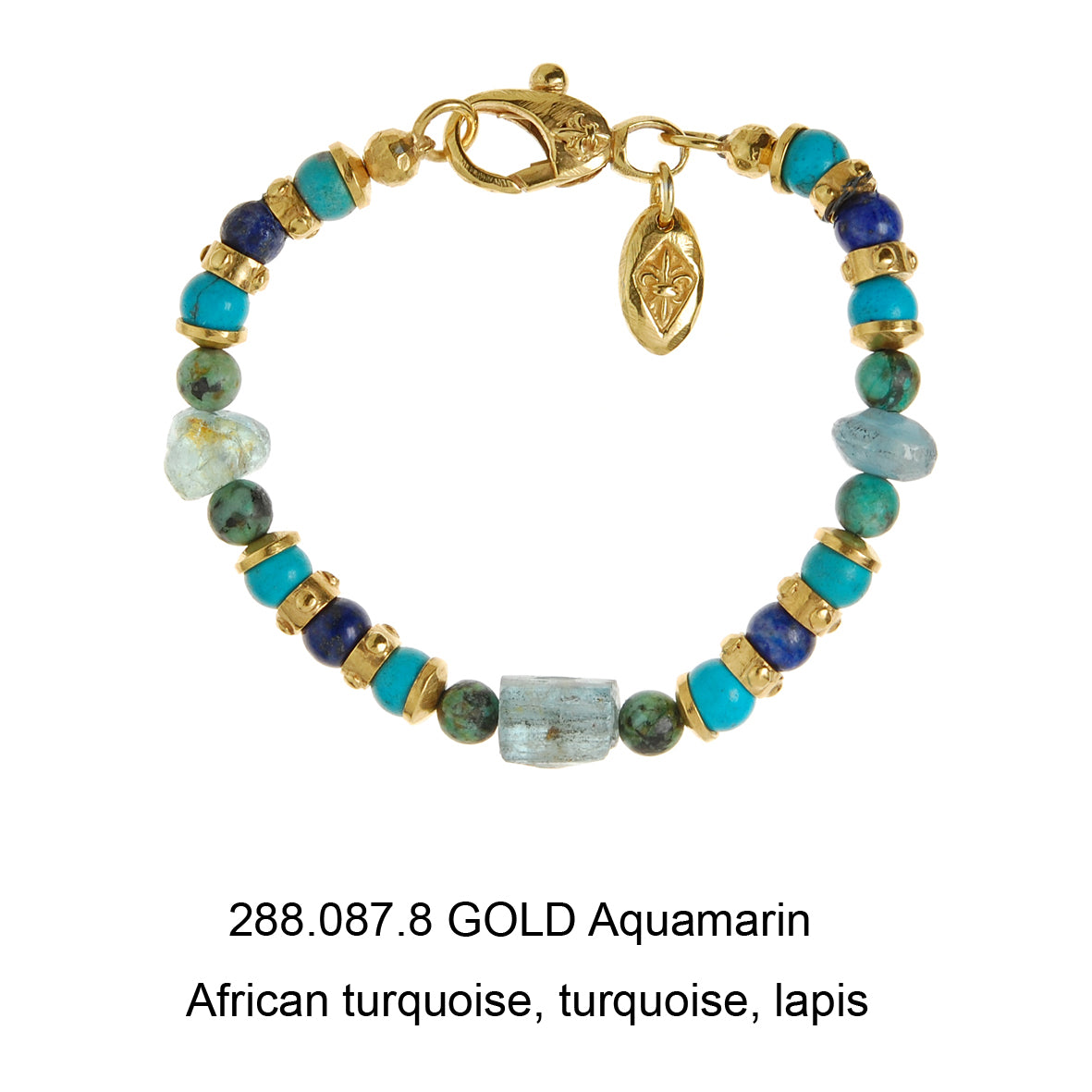 Silver and Beads Bracelet ROCKS and GOLD