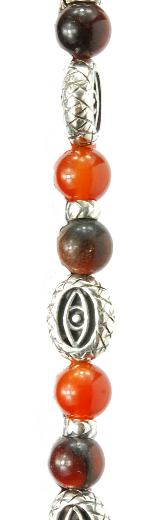 Silver Bracelet with 12 mm DRAGON EYES with Beads 08 on Rubber