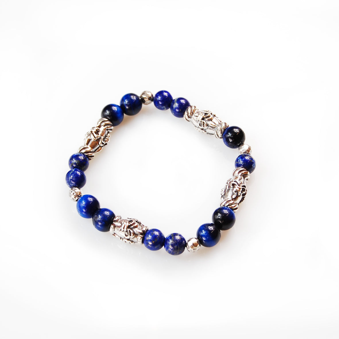 Silber Armband mit Steinperlen und silberne Lilienröhren