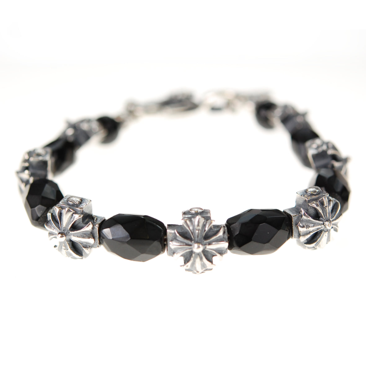 Silver Bracelet Beads MALTESER CROSSES and STONE ROCKS ROW