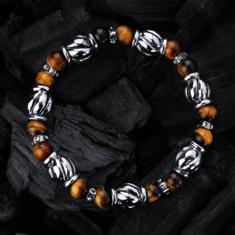 Silver Bracelet BEADS and SPIRAL BARRELS