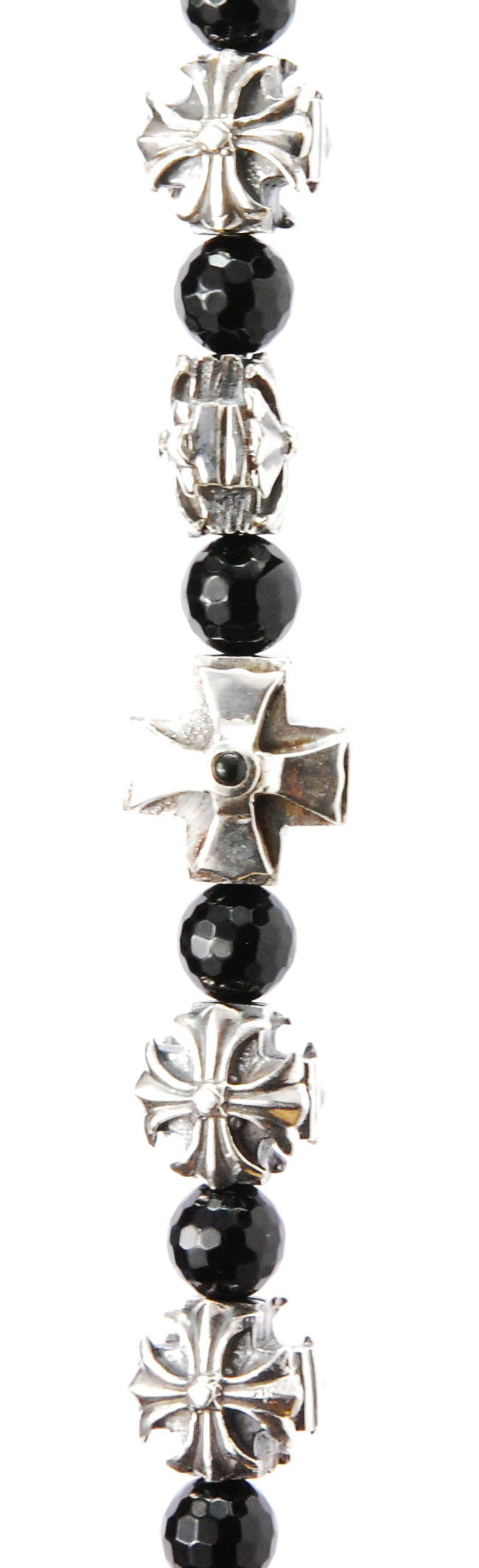 Silberarmband MALTESERKREUZE und RITTERKREUZ mit Onyx Perlen