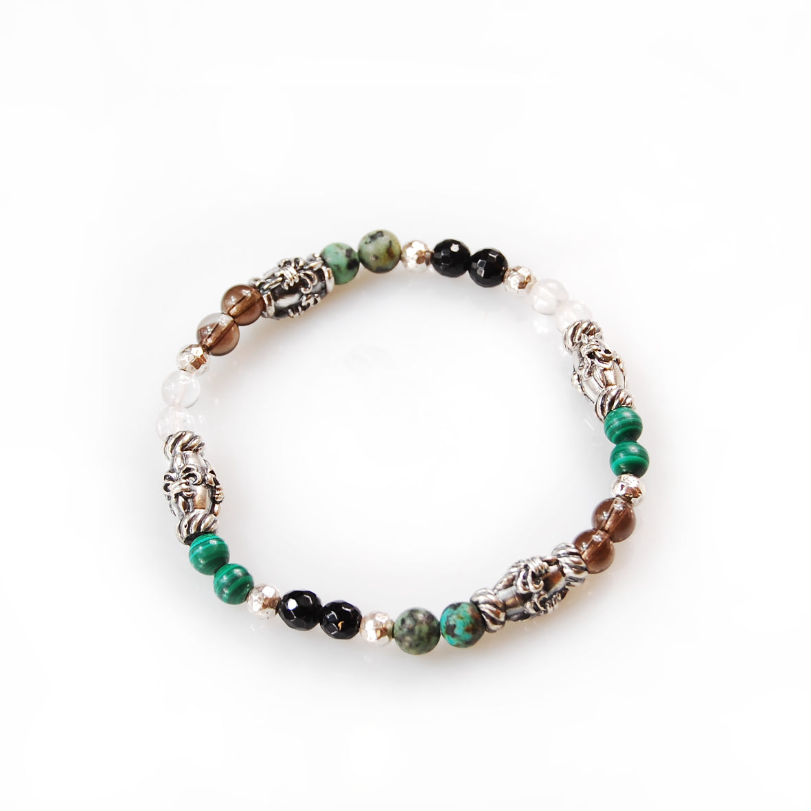 Silber Armband mit Steinperlen und silberne Lilienröhren