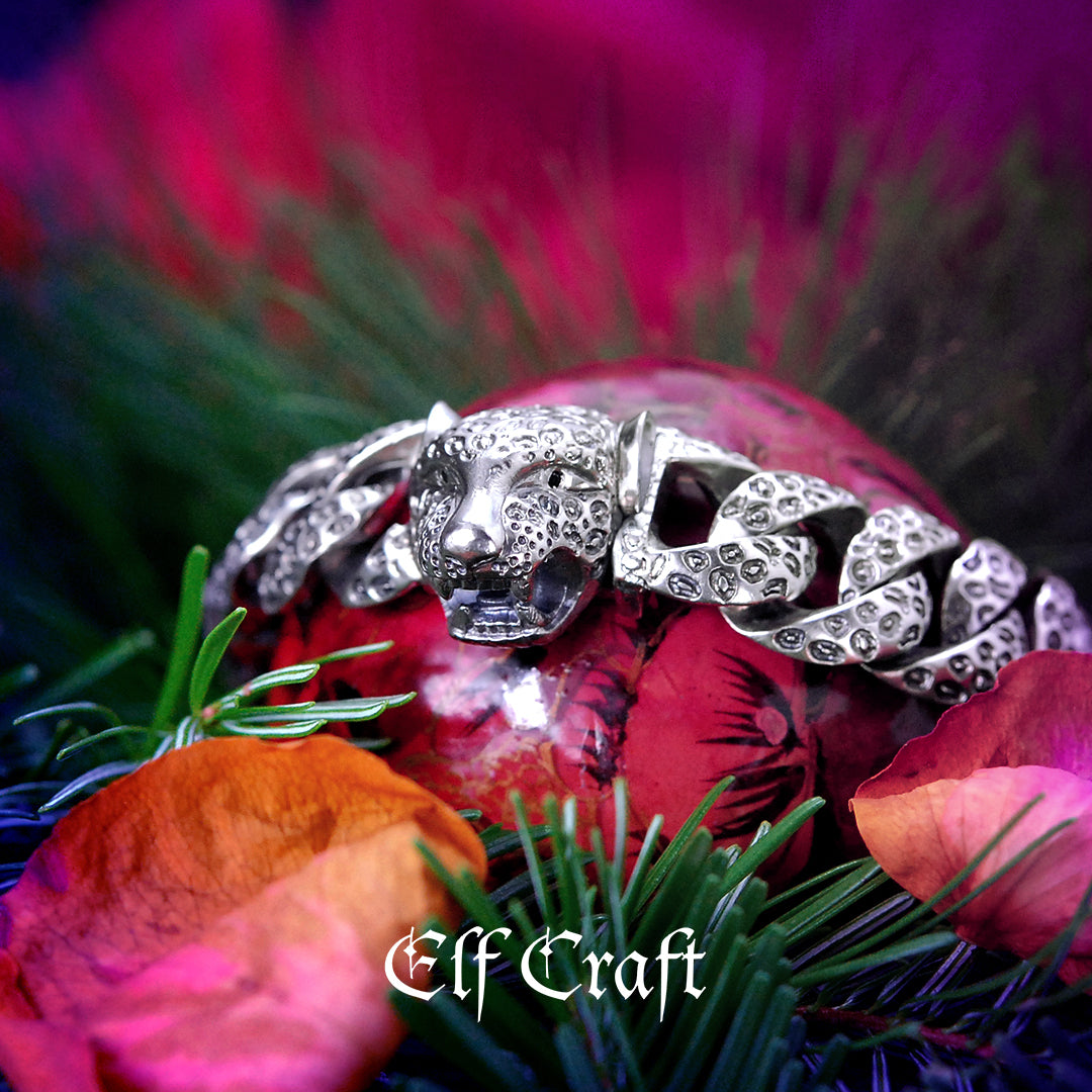 Silver Bracelet LEOPARD HEAD L and Leo Links