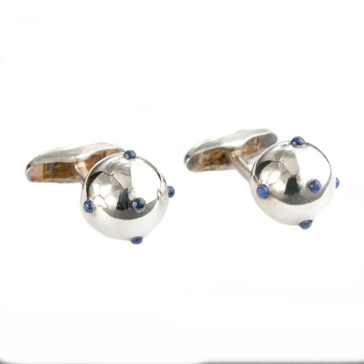 Silver Cufflinks BULLET with 5 Small Sapphire