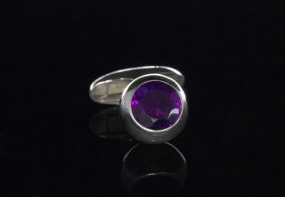 Silver Cufflinks BULLET with Faceted Stone