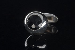 Silver Cufflinks BULLET with Faceted Stone
