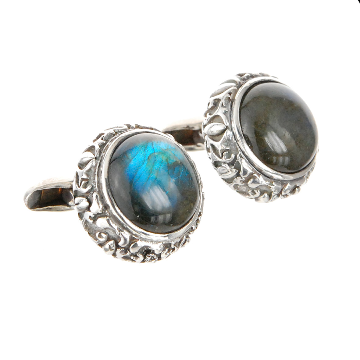 Silberne Manschettenknöpfe rund FF GARDEN AT NIGHT