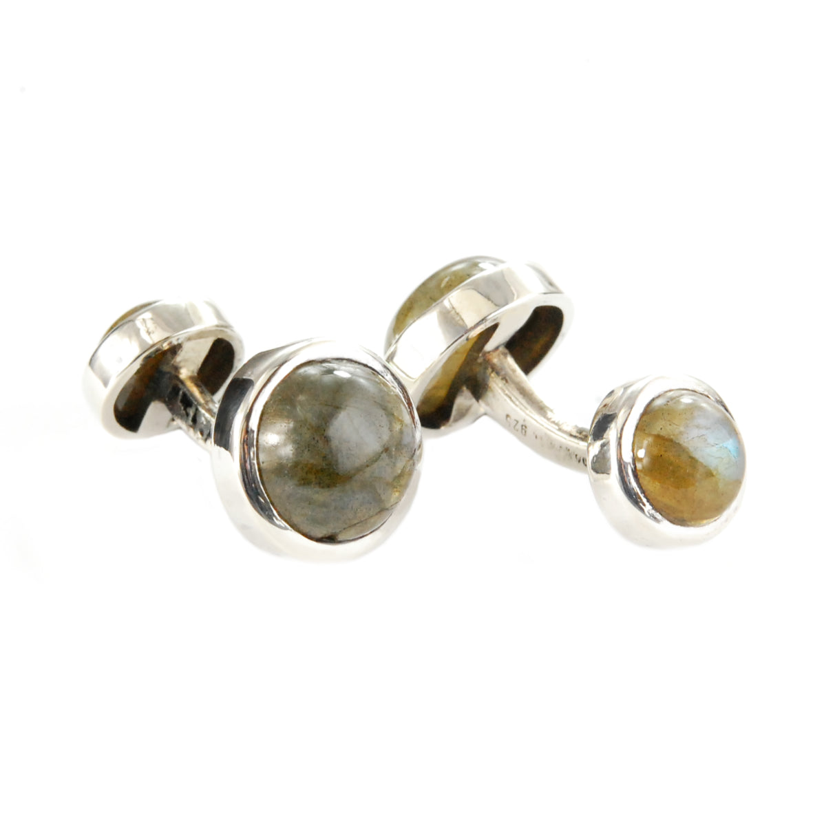 Silver Cufflinks ROUND STONES as Bones