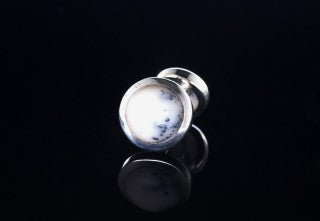 Silver Cufflinks ROUND STONES as Bones